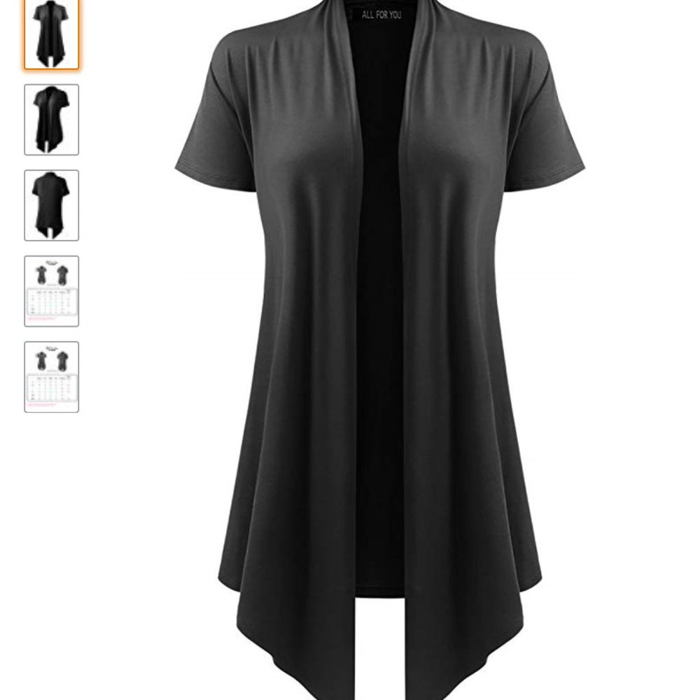 Women's Short Sleeve Open Front Drape Cardigan
